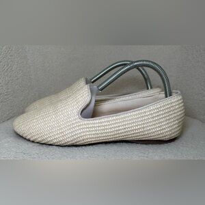 Birdies‎ Starling raffia flat loafer slide cream beige neutral preppy casual 9.5